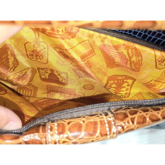 Samantha Brown Blue Faux Croc Carry On Overnight Weekender Or Business Bag Tote - Picture 5 of 16